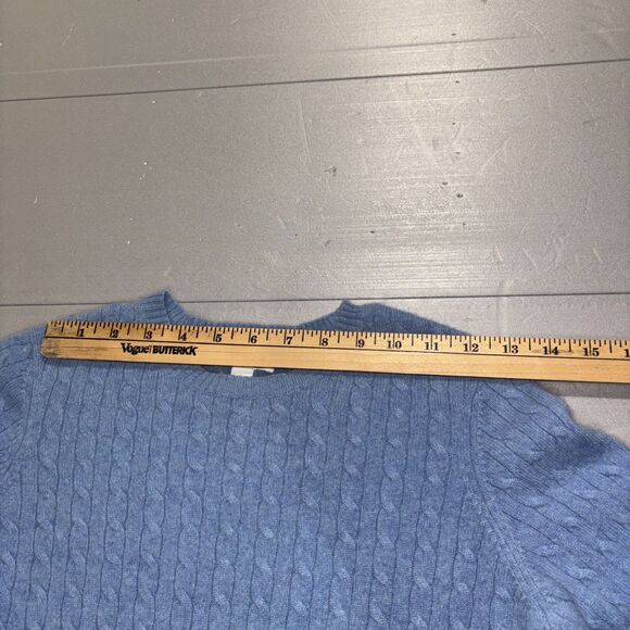 Charter Club Women’s Small 100% Cashmere Pullover Sweater Cable Knit Blue - Picture 8 of 16